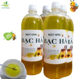 Mật ong Bạc Hà nguyên chất Hàm Yên -  ngọt thanh, sánh vàng - chai 1 lít