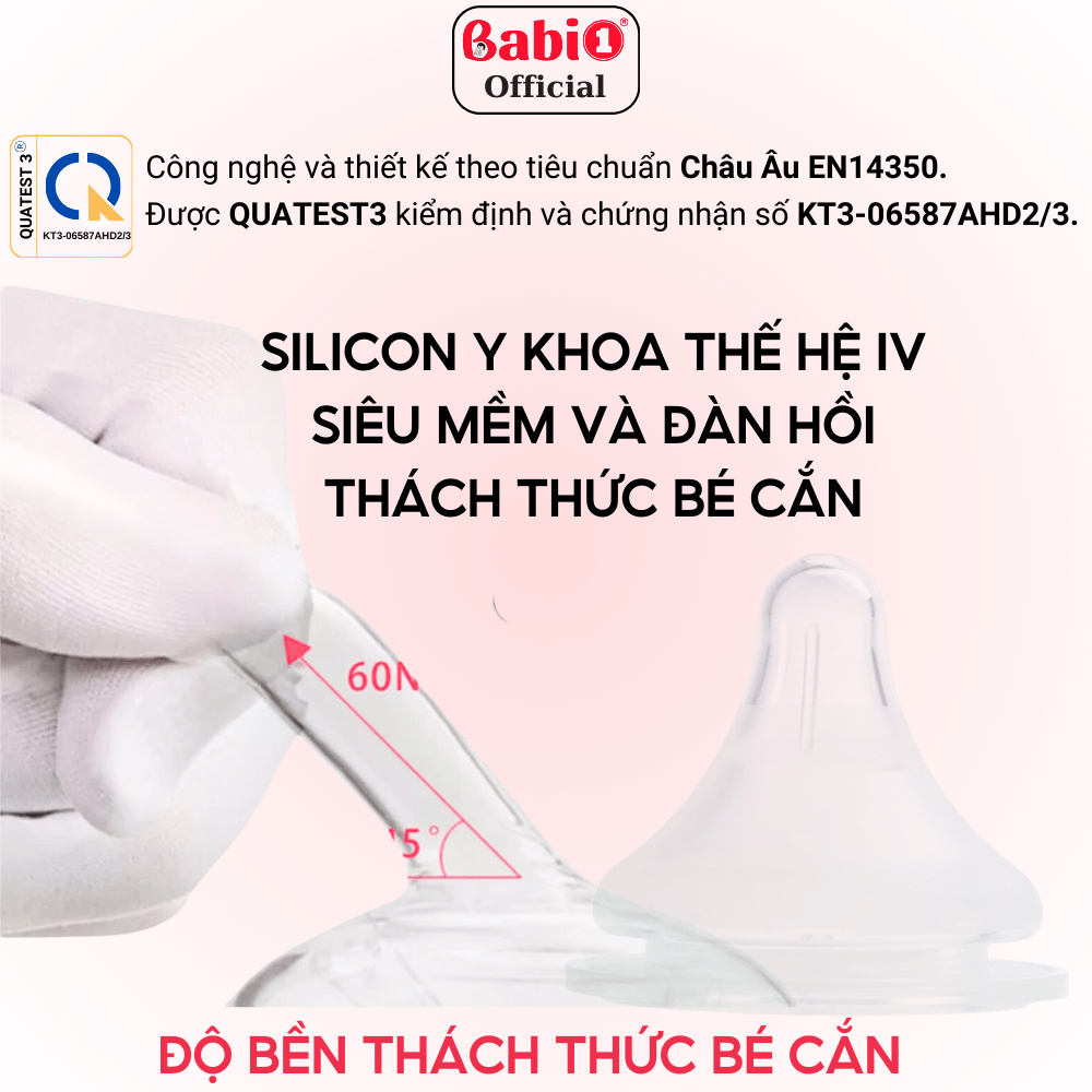 Bình Sữa Cho Bé BABIONE Bình Sữa Sơ Sinh Chống Sặc PPSU Núm Ti Y Khoa Thế Hệ IV Siêu Mềm 90ml