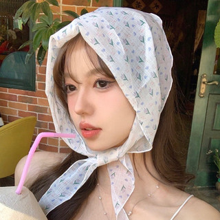 Khăn len khăn turban khăn choàng đầu phong cách vintage khăn tam giác dệt đi biển