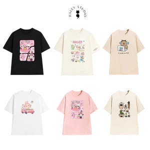 Áo thun OVERSIZE UNISEX nam nữ in hình dễ thương nhiều mã