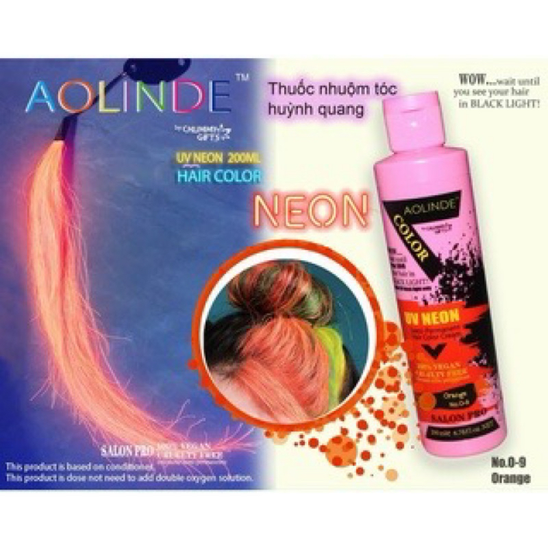 Màu Cam - nhuộm tóc hương thơm Semi UV Neon Không Amoniac trên nền tóc tẩy Level 9 - Orange 200ml