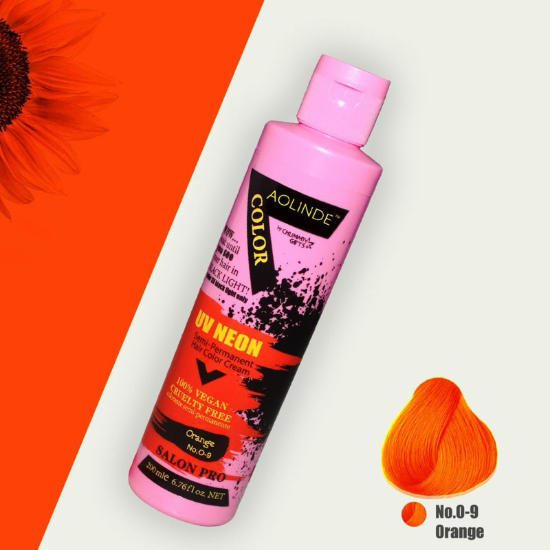 Màu Cam - nhuộm tóc hương thơm Semi UV Neon Không Amoniac trên nền tóc tẩy Level 9 - Orange 200ml