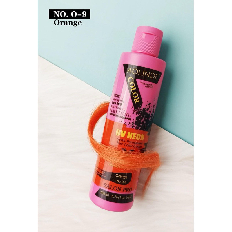Màu Cam - nhuộm tóc hương thơm Semi UV Neon Không Amoniac trên nền tóc tẩy Level 9 - Orange 200ml