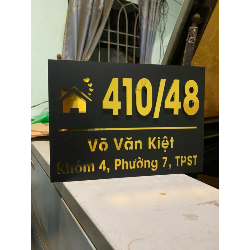 BẢNG, BIỂN SỐ NHÀ. Nền đen ghi, Số nổi alcoresst ngoài trời cao cấp sang trọng!