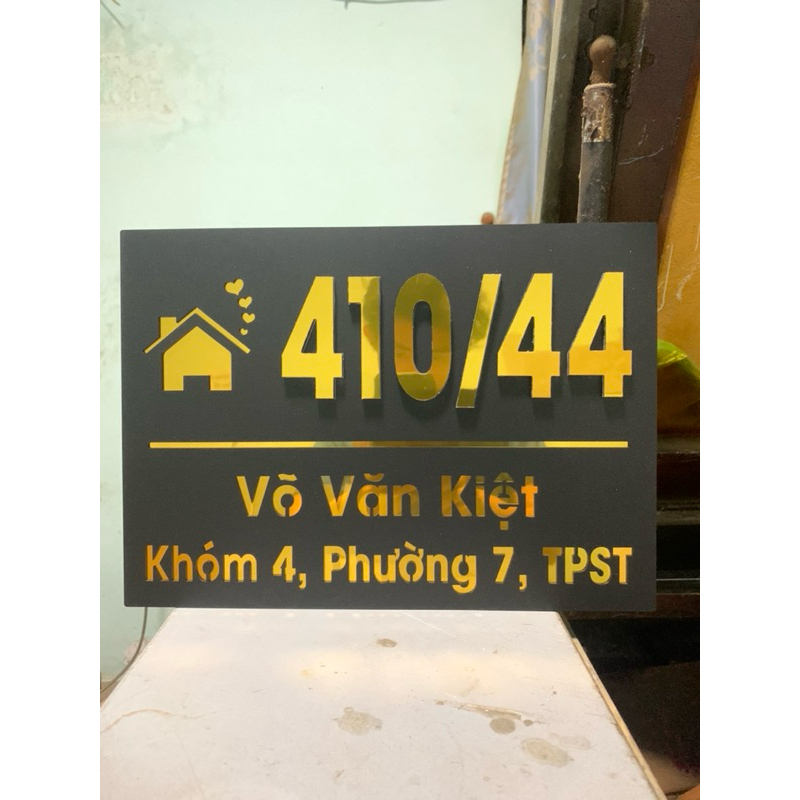 BẢNG, BIỂN SỐ NHÀ. Nền đen ghi, Số nổi alcoresst ngoài trời cao cấp sang trọng!