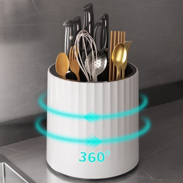 Ống Đũa Cài Dao Xoay 360 Kệ Cắm ũa Thìa Dao Kéo Nhà Bếp Dạng Xoay Tiện Lợi Chất Liệu ABS Cao Cấp Bền Bỉ AMIZIN