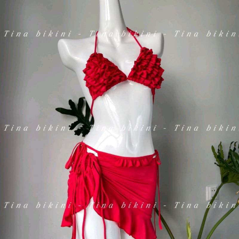 Bikini Set Bèo 3 Món Thương Hiệu Tina – Bộ Đồ Bơi Bánh Bèo