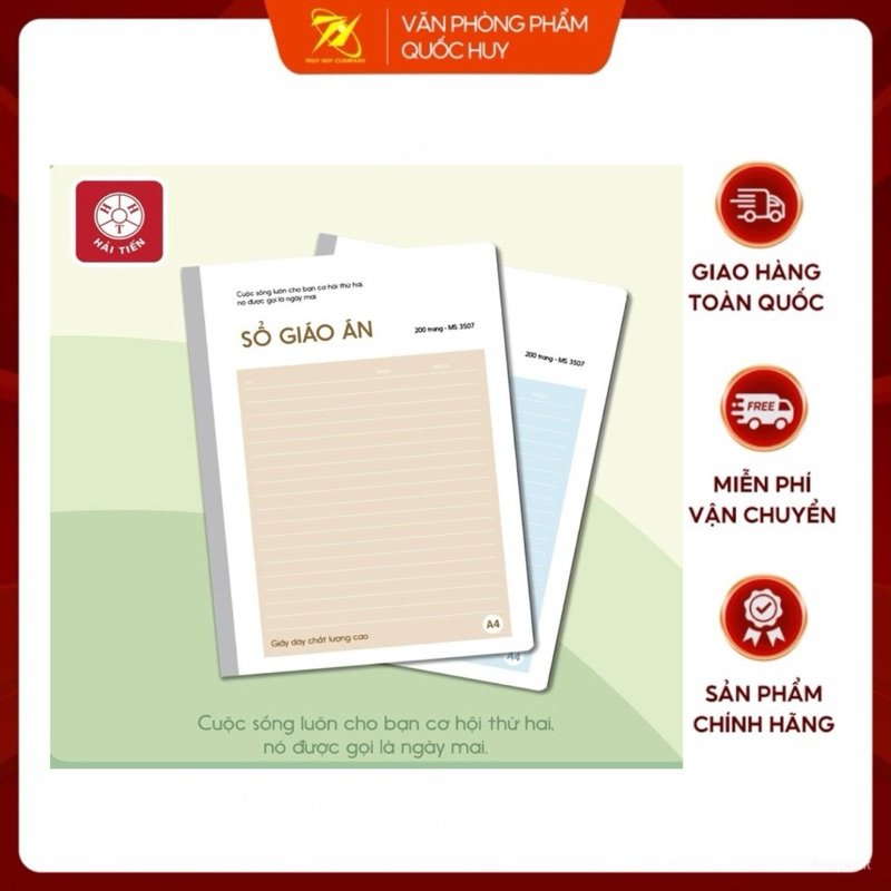 SỔ A4  MAY GÁY BÌA BỒI GIÁO ÁN CAO CẤP MÃ 3644, 200Tr - VPP QUỐC HUY