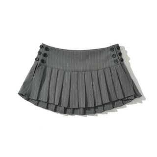 (SALE) Chân váy ngắn xếp ly nhỏ phối khuy cho nữ kẻ sọc cá tính chất dày dặn có lót cạp trễ trendy hàng thiết kế CV28