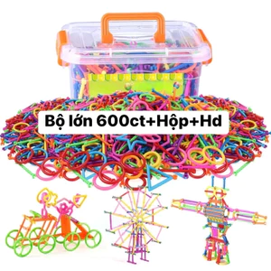Xếp hình que diêm, combo bộ đồ chơi lắp ghép que 3D sáng tạo cho bé