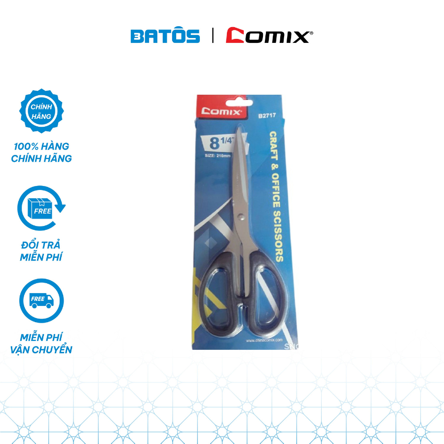 Kéo 210mm Comix B2717 thép chống rỉ, sắc khỏe cắt được đĩa CD, dây dù.