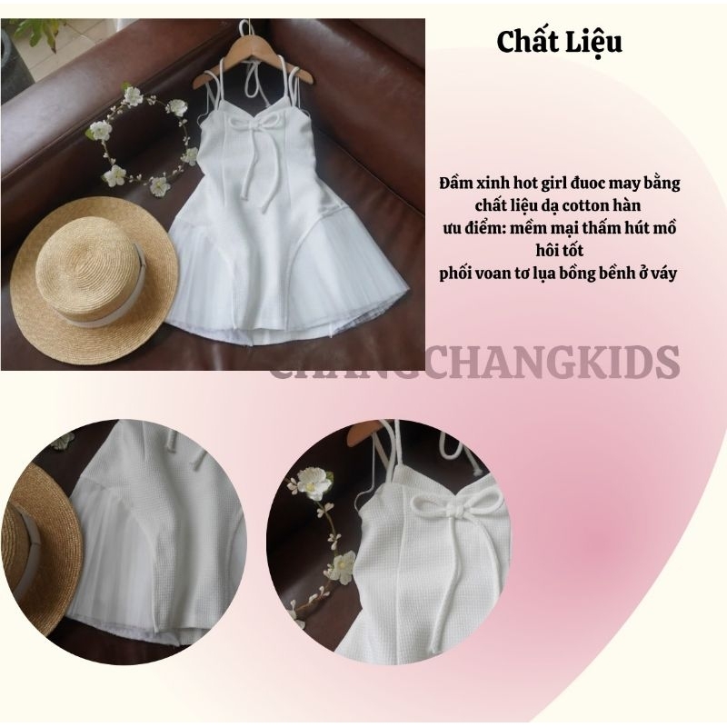 Đầm bé gái hàng thiết kế hai dây phối dập li cho mẹ và bé 3,4,5,6,7,8,9,10,12,13,14,15 tuổi