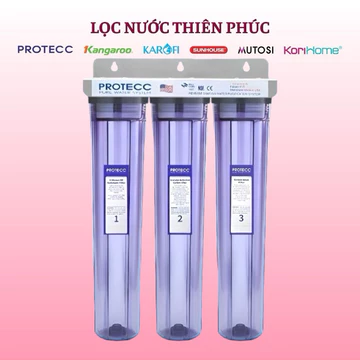 Bộ Lọc Thô Đầu Nguồn 3 Cấp Trong 20 Inch PROTECC - Lọc Tổng Sinh Hoạt, Tiền Lọc