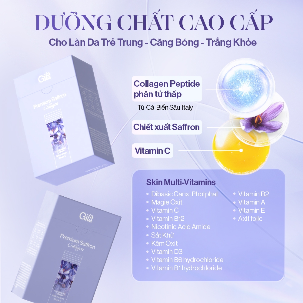 Ảnh Combo 3 Hộp Bột Uống Collagen Saffron Gilaa Căng Bóng Trắng Khỏe (180 gói x 2g) 4