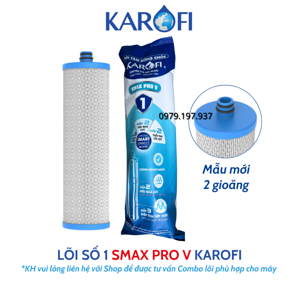 Combo Lõi Lọc Thô 123 SMAX PRO V (Thêm 1 Đến 2 Lõi Số 1) Smart Connect Tăng Hiệu Quả Lọc Dành Cho Model Máy Nhất Định