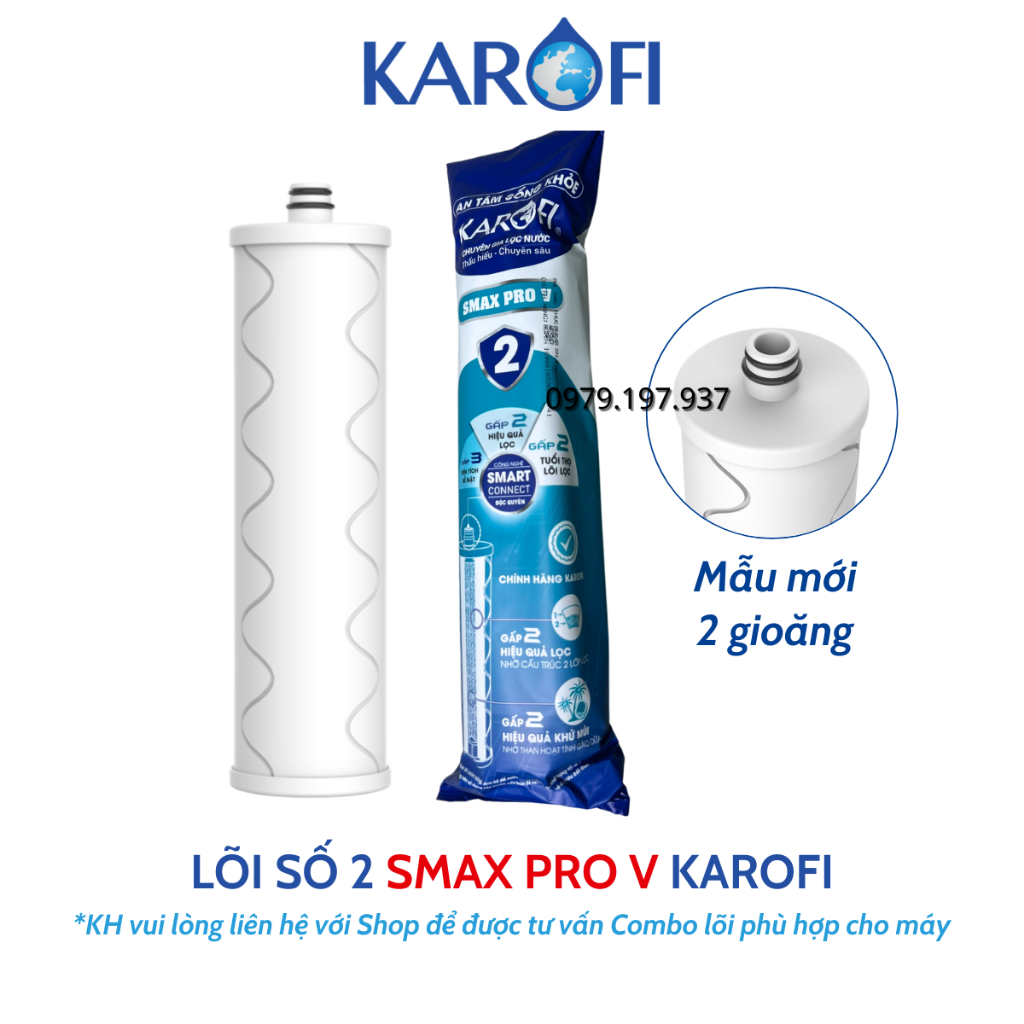 Combo Lõi Lọc Thô 123 SMAX PRO V (Thêm 1 Đến 2 Lõi Số 1) Smart Connect Tăng Hiệu Quả Lọc Dành Cho Model Máy Nhất Định