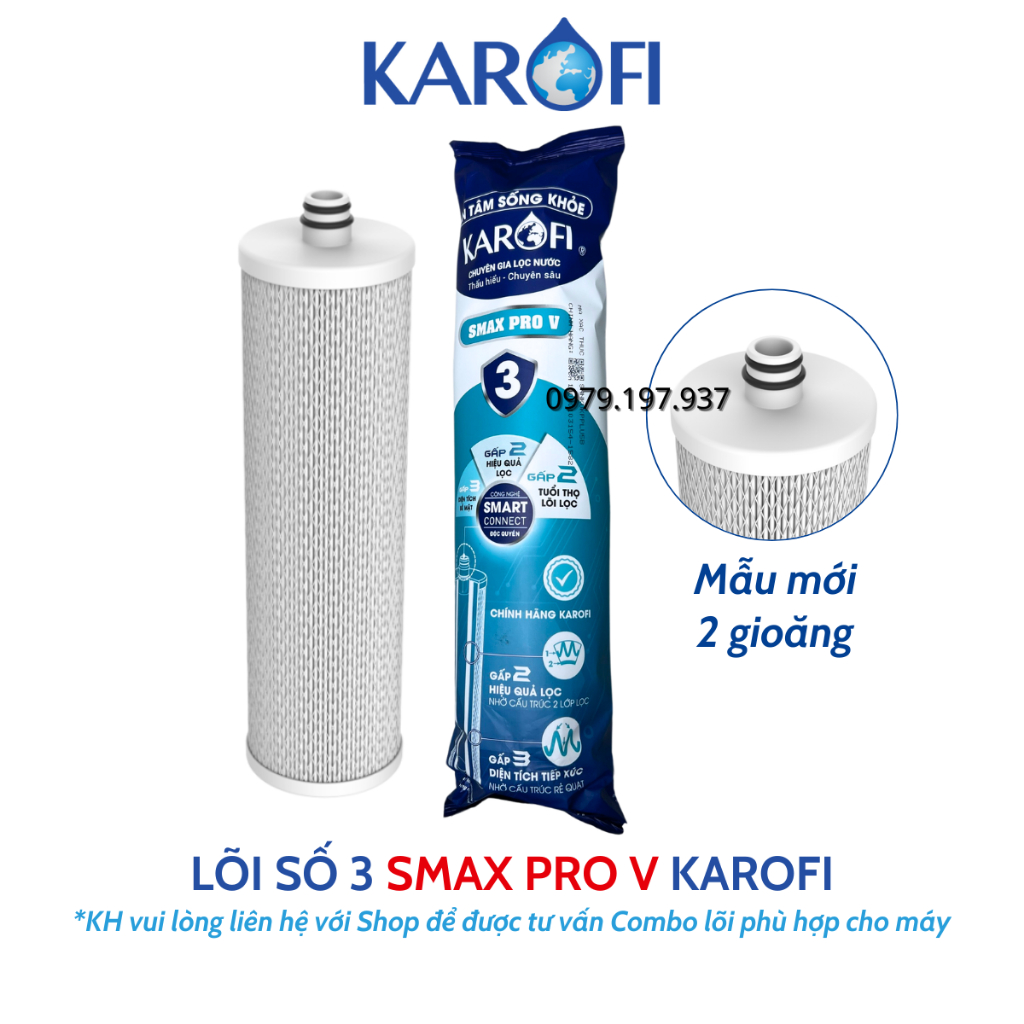 Combo Lõi Lọc Thô 123 SMAX PRO V (Thêm 1 Đến 2 Lõi Số 1) Smart Connect Tăng Hiệu Quả Lọc Dành Cho Model Máy Nhất Định