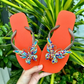 [ Mũi Vuông- charm Bướm 7 màu] DÉP XỎ NGÓN NỮ GẮN CHARM BỨM LẤP LÁNH MIX CÙNG 18 MÀU ĐẾ CHẤT CAO SU ÊM ÁI