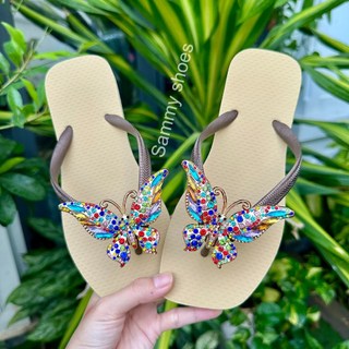 [ Mũi Vuông- charm Bướm 7 màu] DÉP XỎ NGÓN NỮ GẮN CHARM BỨM LẤP LÁNH MIX CÙNG 18 MÀU ĐẾ CHẤT CAO SU ÊM ÁI