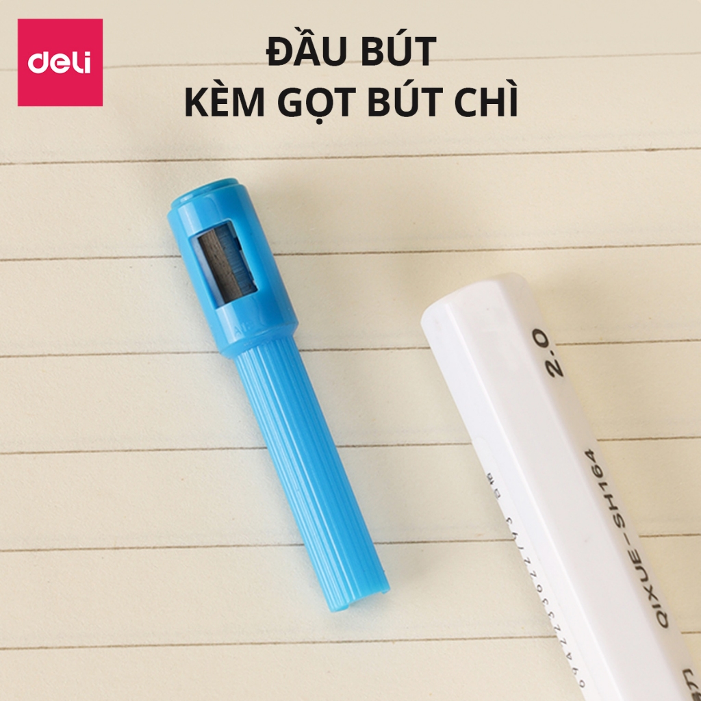 Bút Chì 2mm Tập Viết Bút Chì Bấm 2B Deli Giúp Bé Cầm Bút Đúng Tư Thế Viết Lâu Không Đau Không Mỏi Tay