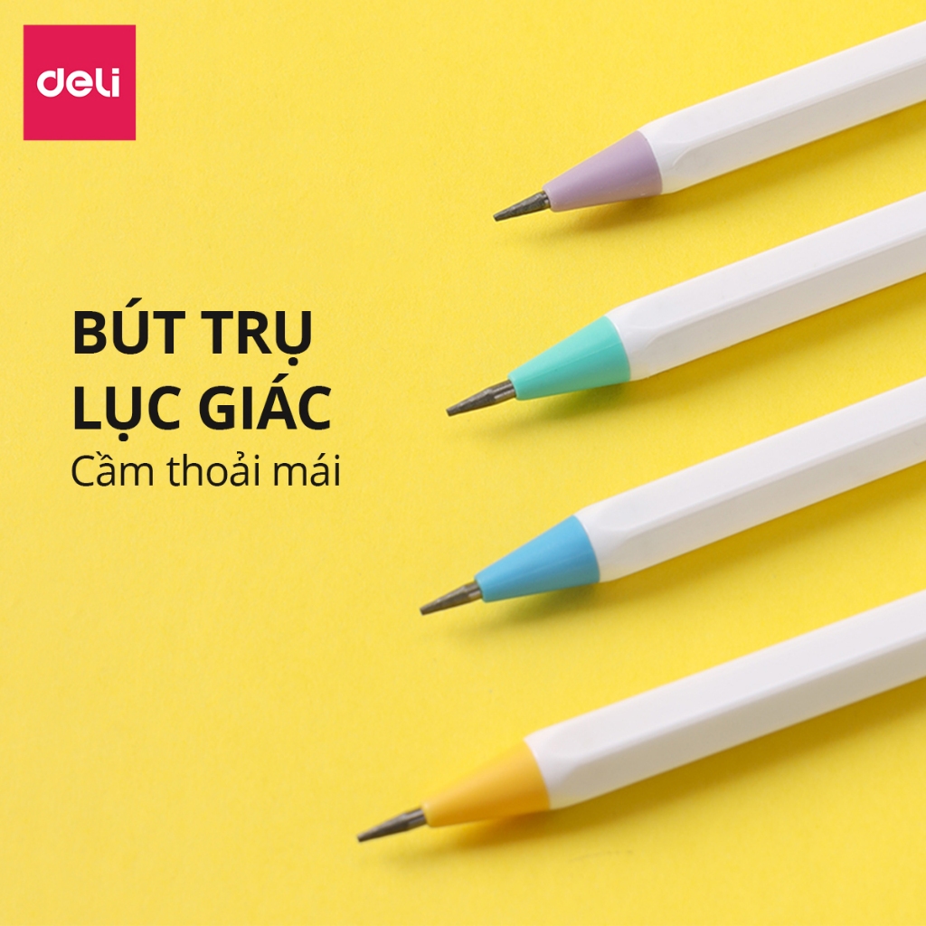 Bút Chì 2mm Tập Viết Bút Chì Bấm 2B Deli Giúp Bé Cầm Bút Đúng Tư Thế Viết Lâu Không Đau Không Mỏi Tay