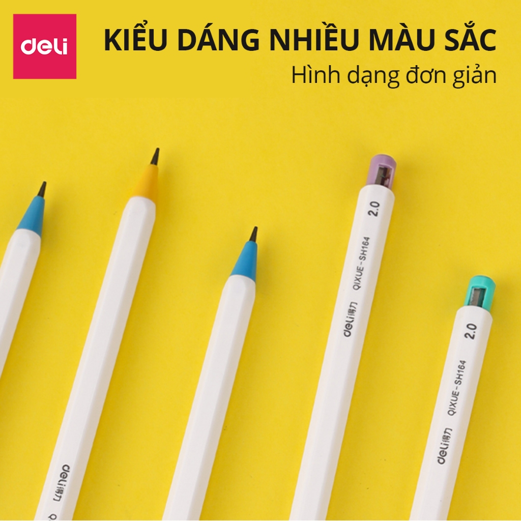 Bút Chì 2mm Tập Viết Bút Chì Bấm 2B Deli Giúp Bé Cầm Bút Đúng Tư Thế Viết Lâu Không Đau Không Mỏi Tay