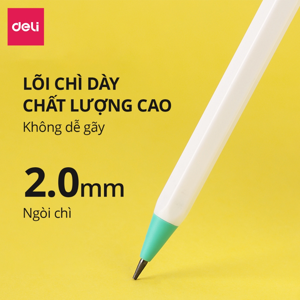 Bút Chì 2mm Tập Viết Bút Chì Bấm 2B Deli Giúp Bé Cầm Bút Đúng Tư Thế Viết Lâu Không Đau Không Mỏi Tay