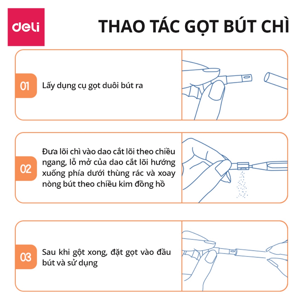 Bút Chì 2mm Tập Viết Bút Chì Bấm 2B Deli Giúp Bé Cầm Bút Đúng Tư Thế Viết Lâu Không Đau Không Mỏi Tay