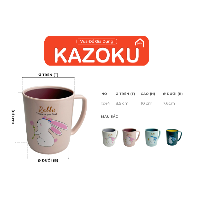 Cốc Uống Nước Hình Thỏ Đáng Yêu -Ly Chịu Nhiệt 20C đến 110C - Dung Tích 430mL - Ly Nhựa Dễ Thương In Hình Thỏ [1244]