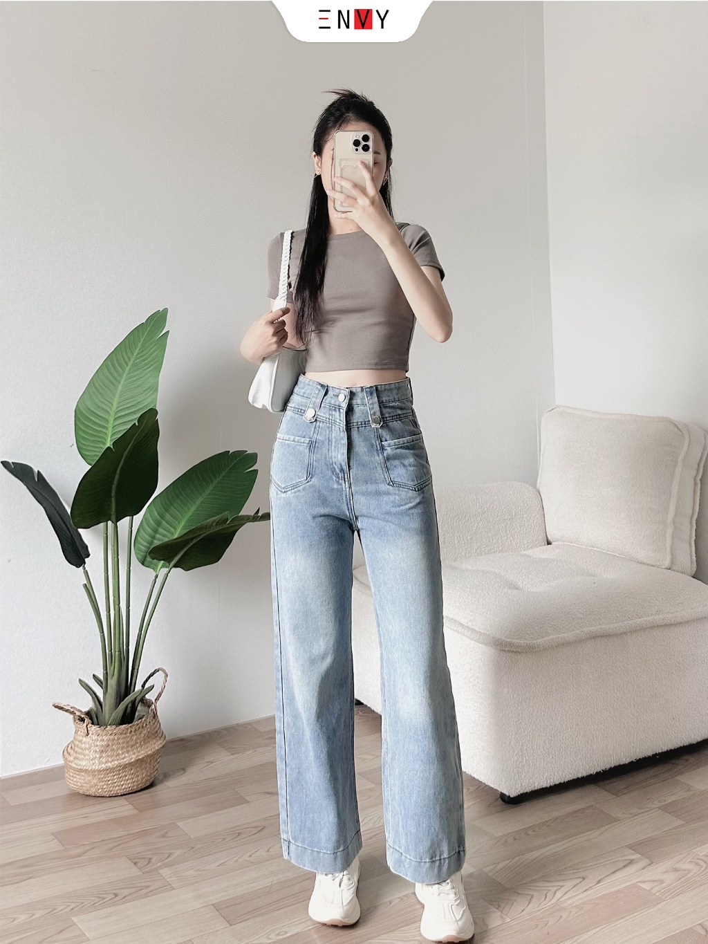 Ảnh Áo Thun Croptop Nữ Body Trơn Ngắn Tay ENVY AT227 4