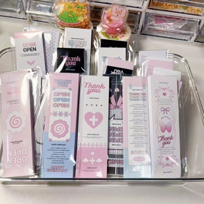 25 Sticker Dài Dùng Niêm Phong Hộp Quà Gói Hàng Siêu Xinh ( Mix ...