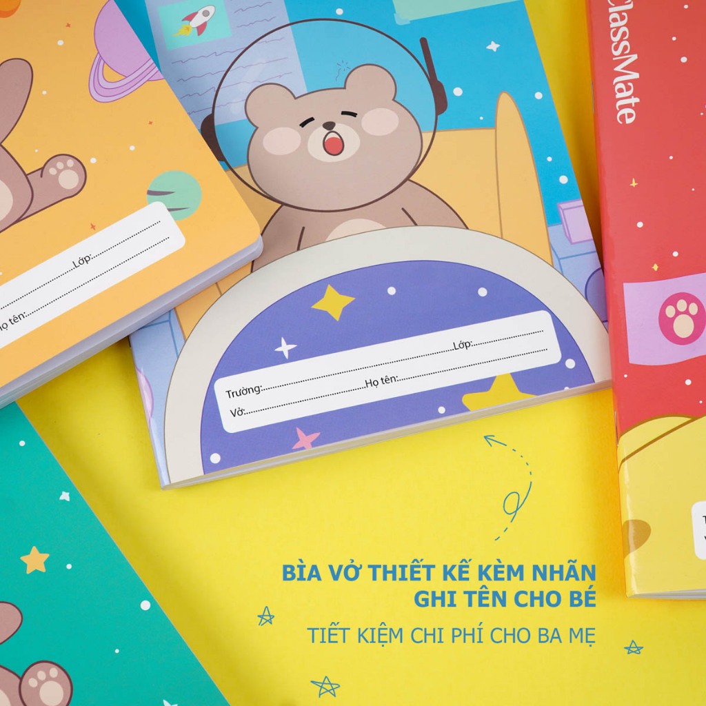 Vở 4 Ô Li Classmate Vở Ô Li 100gsm Không Lem Mặt Sau 120 Trang Vở 4 Oly (2.5x2.5mm) Gấu Nâu Cho Bé Cấp NC1-12-006
