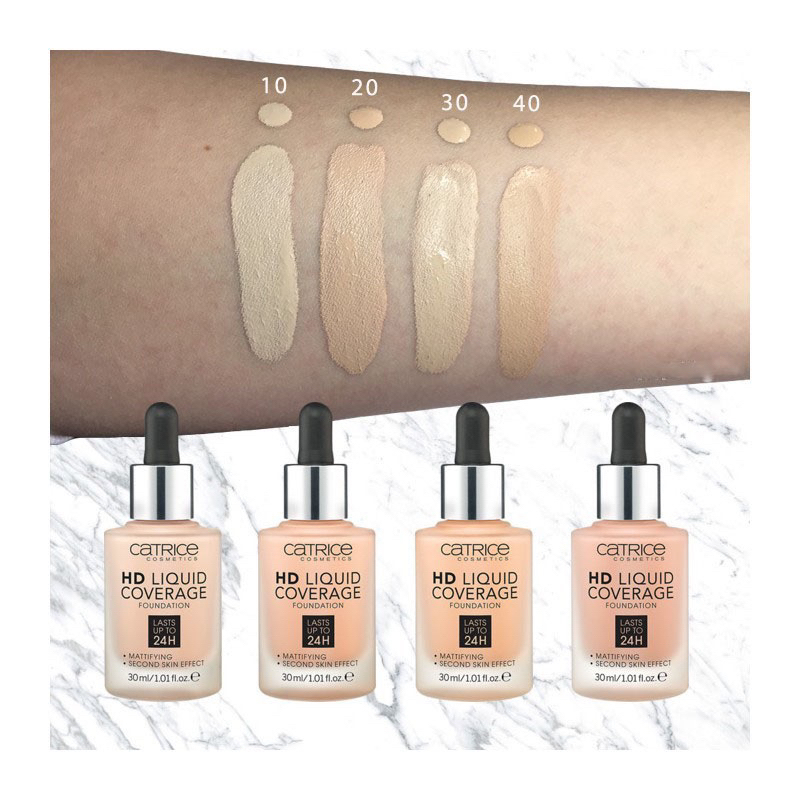 Kem nền Catrice HD Liquid Che Phủ Tốt Kiềm Dầu 24H Chất Mỏng Nhẹ Tệp Da - 30ml - AHB Cosmetics