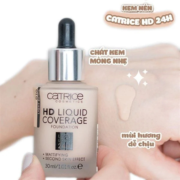 Kem nền Catrice HD Liquid Che Phủ Tốt Kiềm Dầu 24H Chất Mỏng Nhẹ Tệp Da - 30ml - AHB Cosmetics