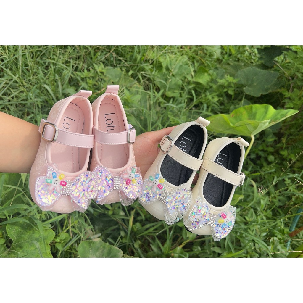 giày bệt cho bé gái đi học đi chơi búp bê nơ chong chóng da PU mềm êm chân đế chống trượt QCCC có hộp mẫu mới 9638