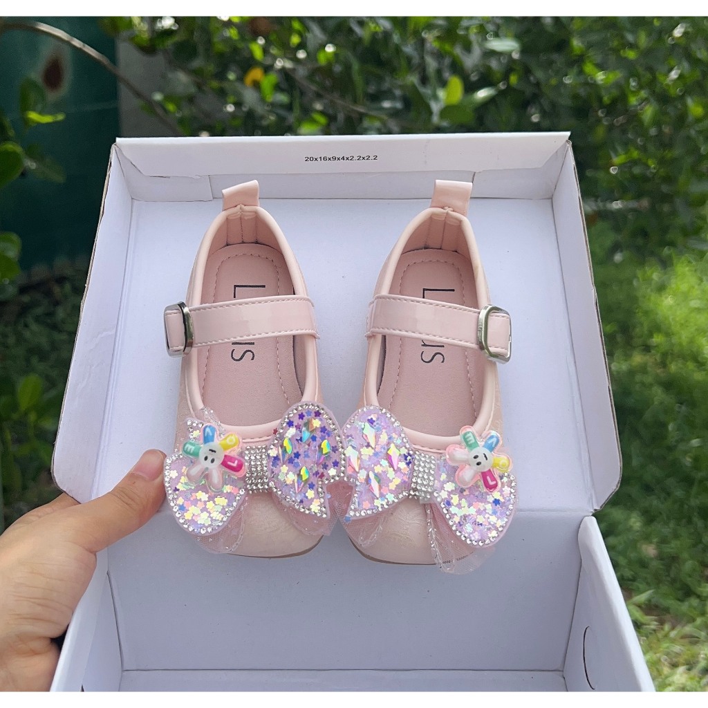giày bệt cho bé gái đi học đi chơi búp bê nơ chong chóng da PU mềm êm chân đế chống trượt QCCC có hộp mẫu mới 9638