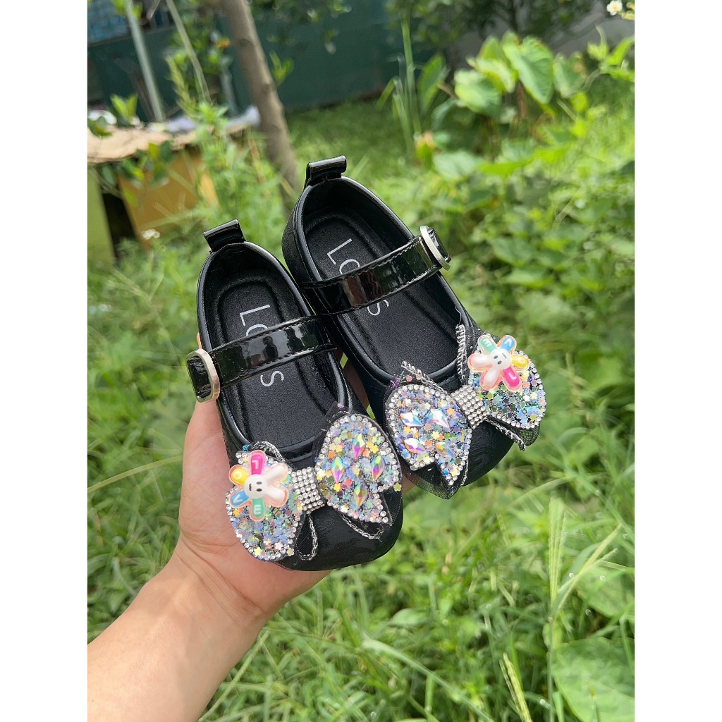 giày bệt cho bé gái đi học đi chơi búp bê nơ chong chóng da PU mềm êm chân đế chống trượt QCCC có hộp mẫu mới 9638
