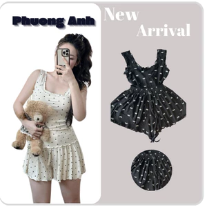Set bộ ngủ 3 món cute siêu mát hàng L1 (bao gồm túi vải đựng bộ ngủ) A123