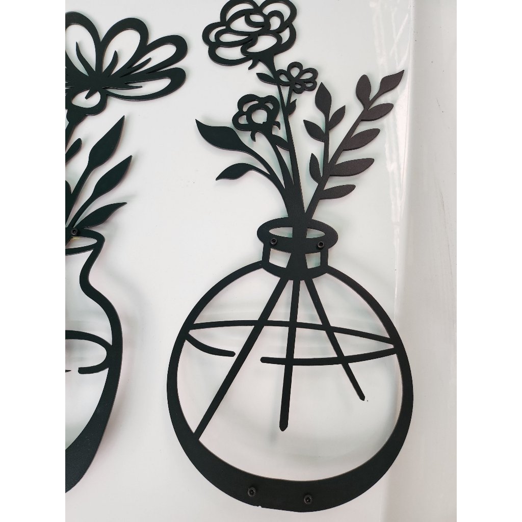 Tranh sắt CNC B08 | Bộ tranh sắt "Lọ hoa xinh xắn ", Treo tường nghệ thuật, Decor trang trí nội thất