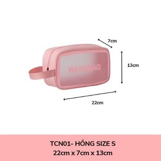 Set 3 túi trong suốt WASHBAG BỰ STORE màu hồng baby chống nước mang đi du lịch thoải mái
