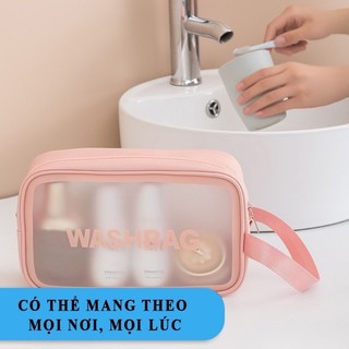 Set 3 túi trong suốt WASHBAG BỰ STORE màu hồng baby chống nước mang đi du lịch thoải mái