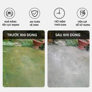 Combo 2 Bột Tẩy Rong Rêu (500g/Bịch) Trên Nền Sân Xi Măng, Hoàn Tiền 100% Nếu Không Sạch