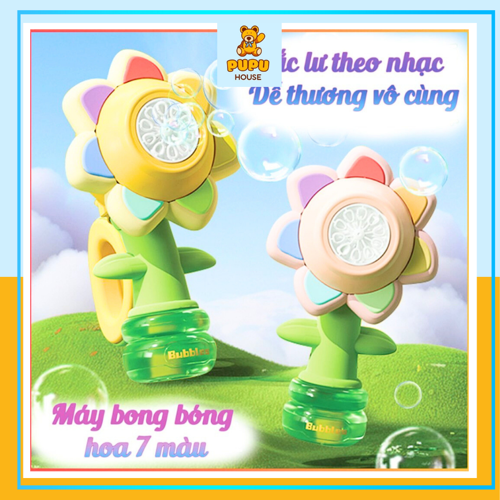 Máy Bắn Bong Bóng Súng Bong Bóng Xà Phòng Bắn Bong Bóng Thổi Bong Bóng Hoa Hướng Dương Cầm Tay - PUPU HOUSE