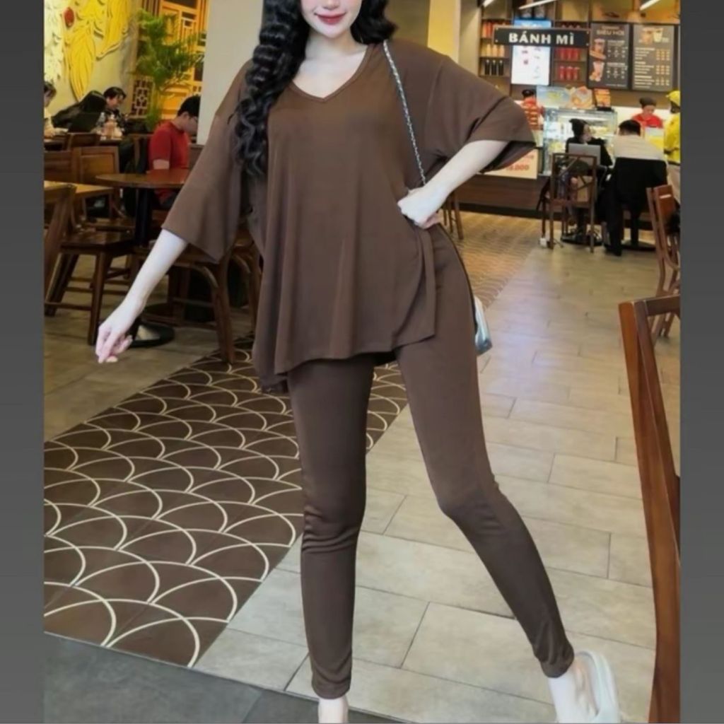 Đồ Bộ Nữ Quần Dài Áo Tay Ngắn Bigsize ESHOP Đồ Mặc Nhà Sang Chảnh - Set Bộ Dài Đẹp Dễ Thương GM68