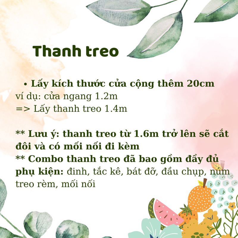 Thanh Treo Rèm Loại 1 đầy đủ phụ kiện, thanh rèm cửa, pát đỡ, đầu chụp, ốc vít, tắc kê.