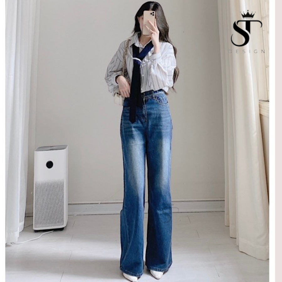 {ST Design} Áo sơ mi dài tay nữ kẻ sọc tặng kèm cà vạt - 01