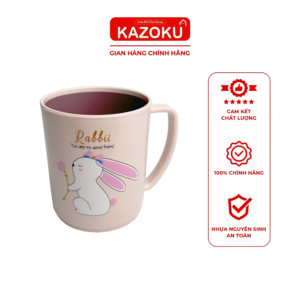 Cốc Uống Nước Hình Thỏ Đáng Yêu -Ly Chịu Nhiệt 20C đến 110C - Dung Tích 430mL - Ly Nhựa Dễ Thương In Hình Thỏ [1244]