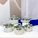 Bộ Nồi Phủ Sứ Chống Dính Amey AM096 Hợp Kim Nhôm Truyền Nhiệt Nhanh, Nắp Kính Cường Lực - Nhà Bếp Thiên Hà — ảnh 7