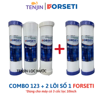 Combo Lõi Lọc Thô 123 FORSETI (Thêm 1 Đến 2 Lõi Số 1) Chính Hãng Thay Thế Được Cho Máy Dùng 3 Cốc Lọc 10Inch