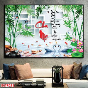 Tranh thư pháp chữ cha mẹ báo hiếu, quà tặng gia đình, tranh treo phòng khách, quà tặng đối tác